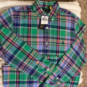 Polo by Ralph Lauren Green, Blue & Red Plaid Button-Down Shirt